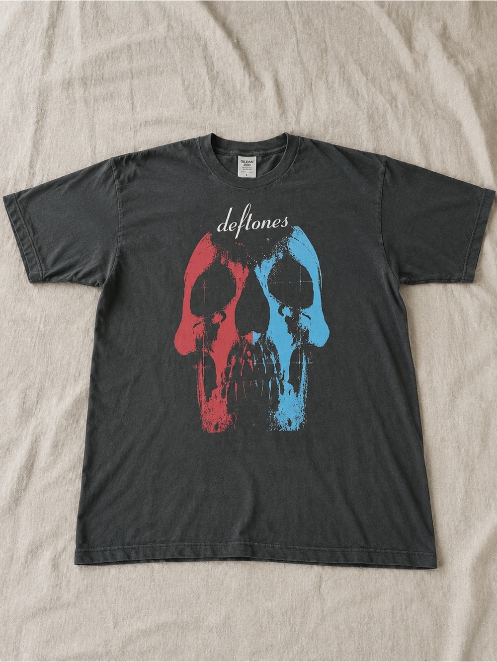 Black Deftones Skull Tee with Red & Blue T-shirt